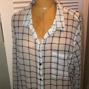 Old Navy See Thru Plaid XL Top Long Sleeve